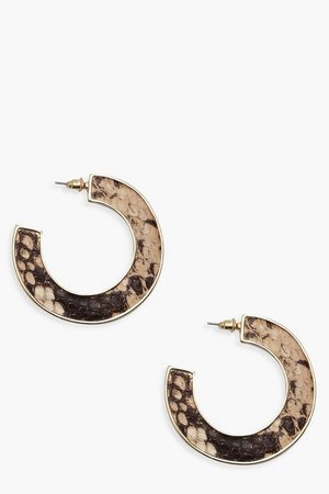 Snake Contrast Chunky Hoop Earrings | Boohoo