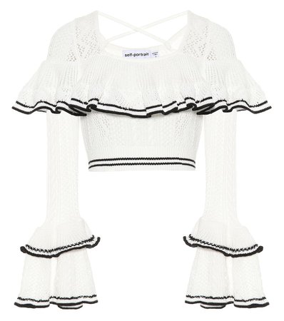 Self-Portrait - Knitted cotton top | Mytheresa