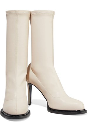 Cream Faux stretch-leather sock boots | Sale up to 70% off | THE OUTNET | STELLA McCARTNEY | THE OUTNET
