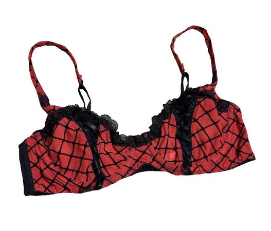 red black lacy bra