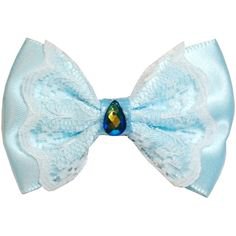 Light Blue Lace Hair Bow Clip Satin Ribbon Lace Cabochon Hairbow