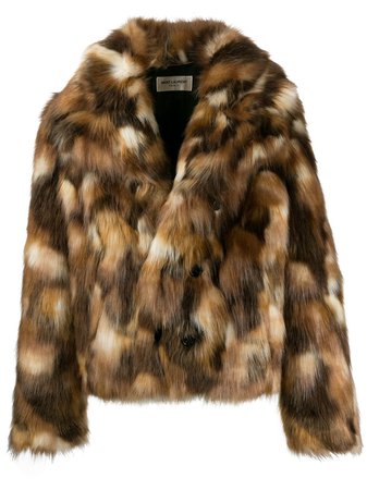 Saint Laurent Double-Breasted Faux Fur Jacket