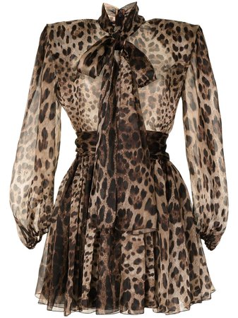 Shop Dolce & Gabbana leopard-print wide-shoulder dress with Express Delivery - FARFETCH