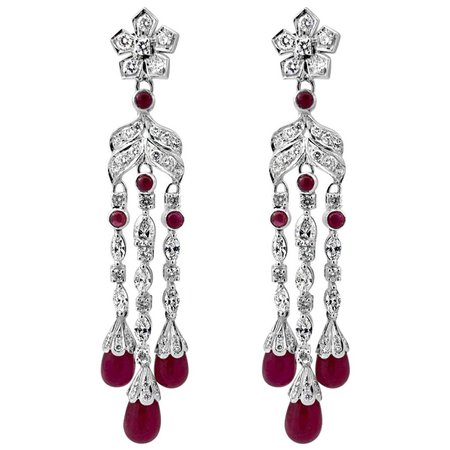 Ruby and Diamond Drop Earrings 7.67 Carats For Sale at 1stDibs