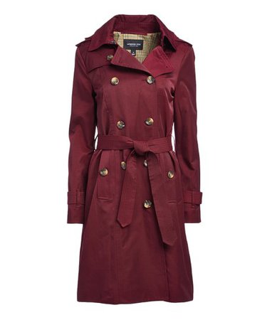 London Fog Burgundy Hooded Trench Coat - Women | Best Price and Reviews | Zulily