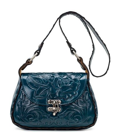 Patricia Nash Rose Tooling Collection Micaela Floral Leather Shoulder Bag