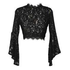 (17) Pinterest - Alexis Bell Sleeve Lace Crop Top: The sleeves begin to bell at the elbow length and widen towards the cuff on this stunning re | Pretty Clothes