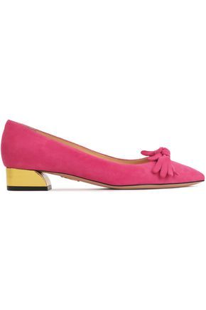 Bow-embellished suede pumps | CHARLOTTE OLYMPIA | Sale up to 70% off | THE OUTNET