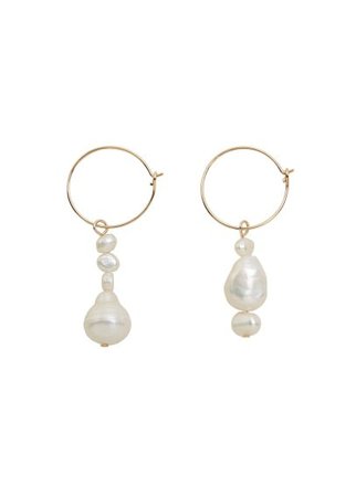MANGO Pearl hoops earrings
