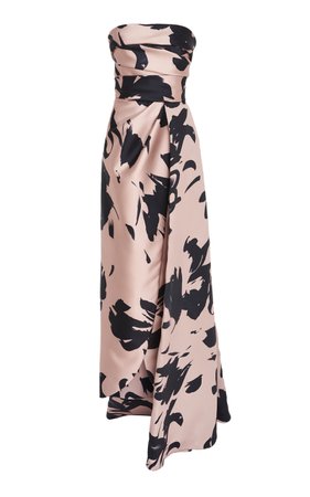 Click Product to Zoom Elie Saab Strapless Printed Duchess Satin Gown