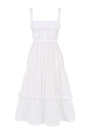 Clothing : Maxi Dresses : Mistress Rocks 'Soiree' White Tiered Gathered Maxi Dress