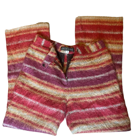 Vintage Fluffy Striped Pants