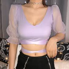 Lavender see through short Puffy sleeves - Google Search