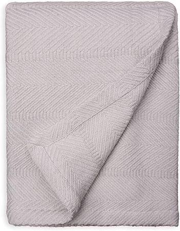 Sticky Toffee Oeko-Tex Certified Cotton Woven Lightweight Throw Blanket, Herringbone Weave, Warm and Soft Blanket for Couch Sofa or Bed, 60 in x 50 in, Light Grey : Home & Kitchen