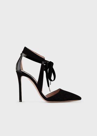 Suede Court Shoes With Mirror Strap