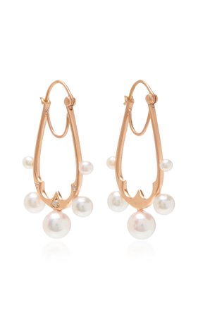 Parulina 18K Gold Pearl And Diamond Earrings