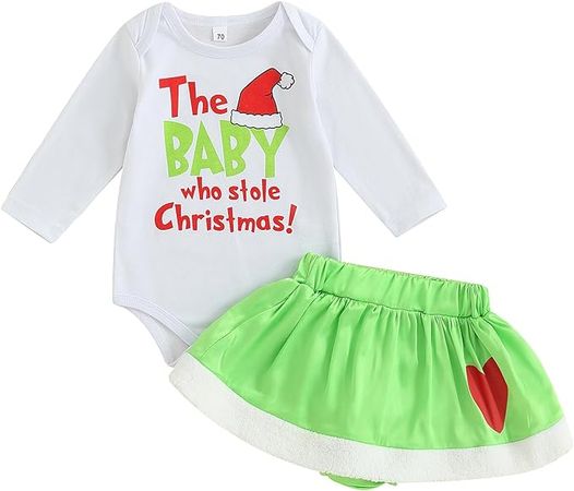 Amazon.com: Christmas Baby Girl Clothes Infant Girl Romper Outfit Long Sleeve Bodysuit Romper Dress Floral Playsuit Fall Clothes (Christmas-GreenB,0-6 Months) : Clothing, Shoes & Jewelry