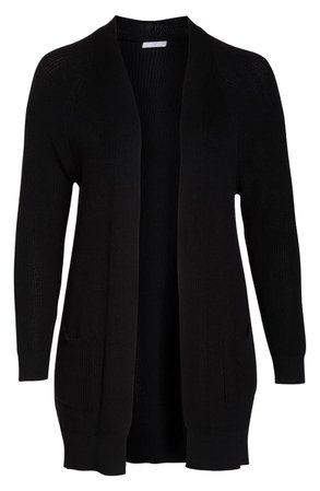 BP. Longline Open Cardigan (Plus Size) black