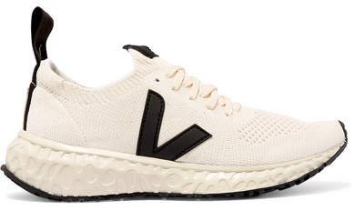 Veja Vegan-leather Trimmed V-knit Sneakers - White