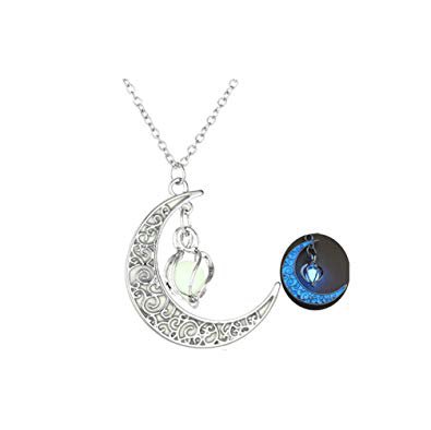 Luminous Stone Crescent Moon Necklace