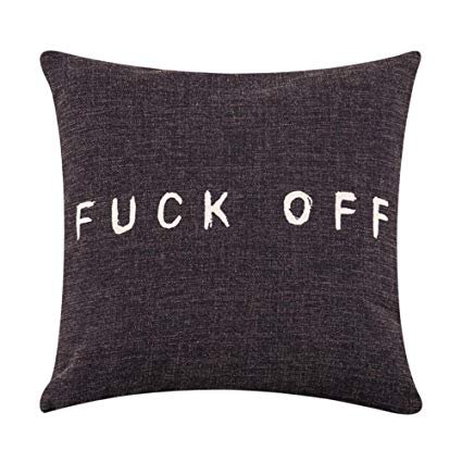 MR FANTASY Cotton Linen Square Throw Pillow Cover Shell Decorative Cushion Cover Fuck Off Pop Art Gothic for Sofa Home Office 18X18in Black: Gateway
