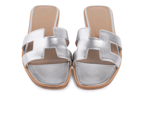 silver Hermes sandals