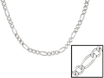 Sterling Silver Diamond Cut Figaro Link Chain Necklace 18 inch - SVR753A | JTV.com