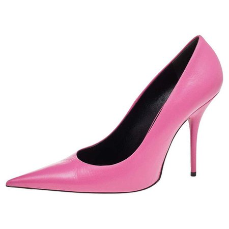 Balenciaga Pink Leather Knife Pumps Size 39 For Sale at 1stDibs
