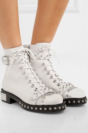 Alexander McQueen | Hobnail studded leather ankle boots | NET-A-PORTER.COM