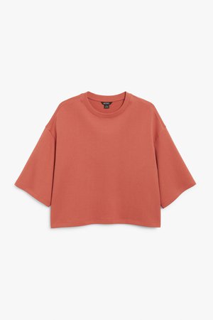 Short sleeve sweatshirt - Rust - T-shirts - Monki