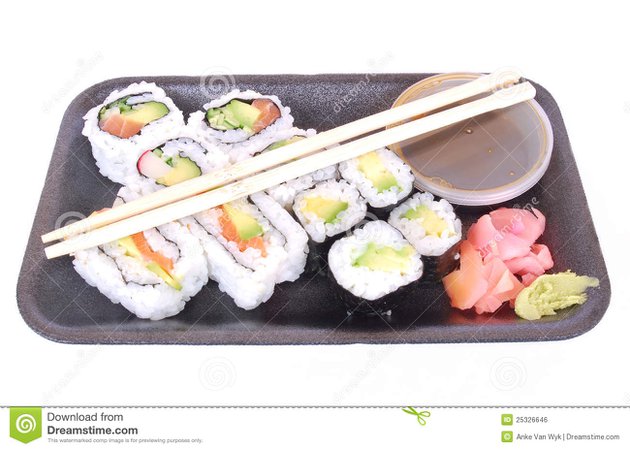 Sushi take away stock photo. Image of isolated, appetizing - 25326646