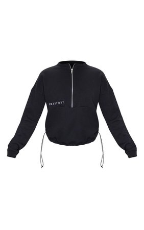 Prettylittlething Black Oversized Zip Up Sweatshirt | PrettyLittleThing USA