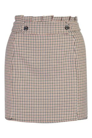 Check Skirt With Placket Front | Boohoo