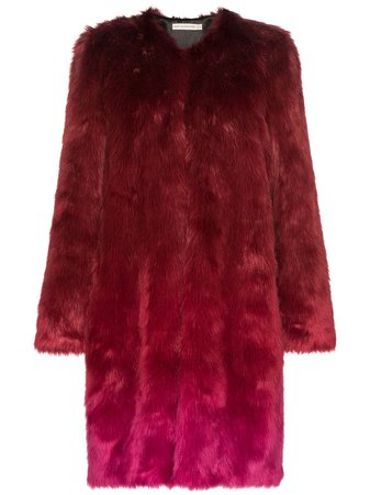 Red Mary Katrantzou Thalia ombre faux fur coat - Farfetch