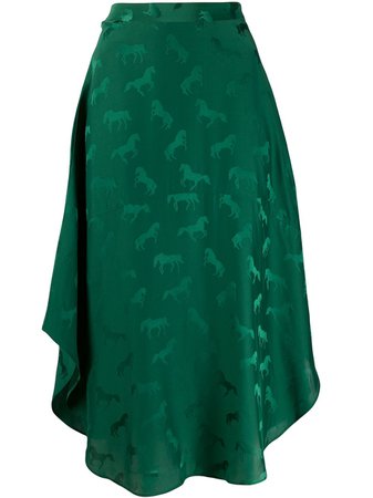 Green Stella McCartney Horse-jacquard Midi-skirt | Farfetch.com