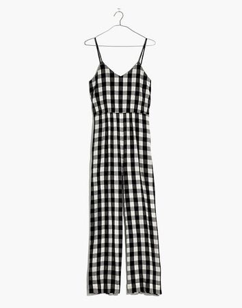 Cami Wide-Leg Jumpsuit in Gingham Check white