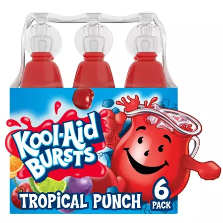 Kool Aid Bursts Tropical Punch Kids Drink, 6 ct Pack, 6.75 fl oz Bottles - Walmart.com