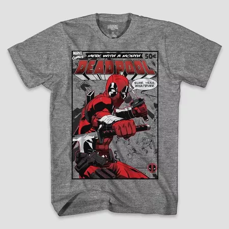 Men's Marvel Deadpool Comic Short Sleeve Graphic T-Shirt - Heather : Target