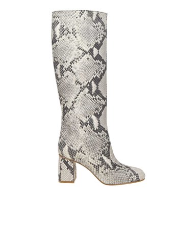 Red Valentino Leather Boots With Pythoned Print