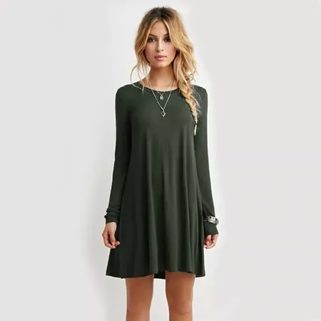 2016 New Vogue Simple Designers Female Autumn High Street Dark Green Long Sleeve Designer Round Neck Casual Short Dress-in Dresses from Women's Clothing & Accessories on Aliexpress.com | Alibaba Group