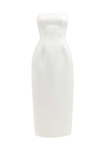 white strapless long dress