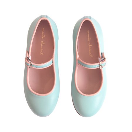 Piped Mary Janes - Mint/Pink