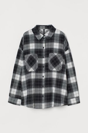 Cotton Flannel Shirt - Black