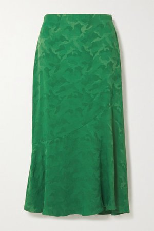 Salone Satin-jacquard Midi Skirt - Emerald