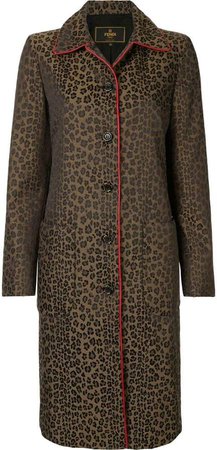 Pre-Owned leopard print midi coat