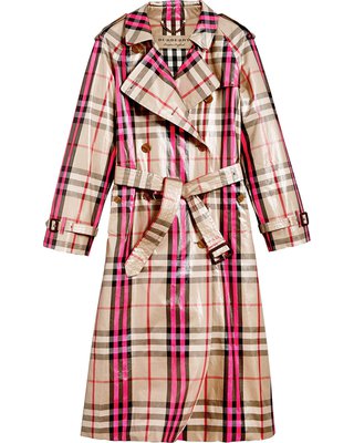 Burberry laminated check trench coat