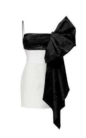 short white and black dress with a bow
