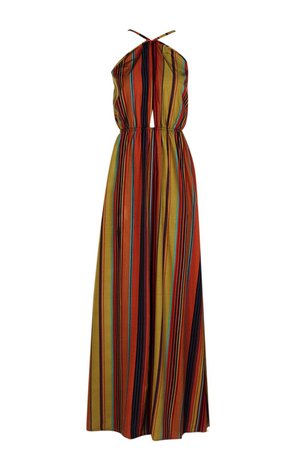 Stripe Halter Cut Out Maxi Dress | Boohoo