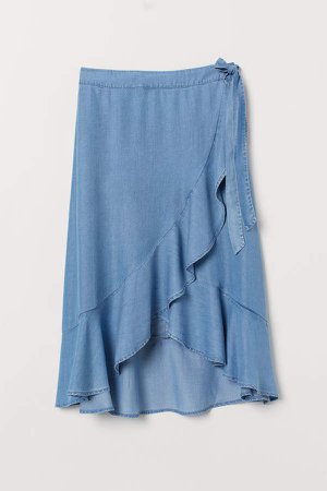 Lyocell Wrapover Skirt - Blue