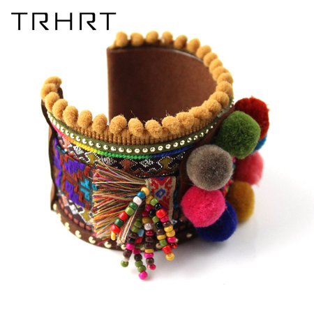 2019 New Bohemian Women Ethnic Bangle Bracelet POM POM Rainbow Seed Beads Handmade Bracelets Female Accessories|bangle bracelet|fashion bangle braceletbangles fashion - AliExpress